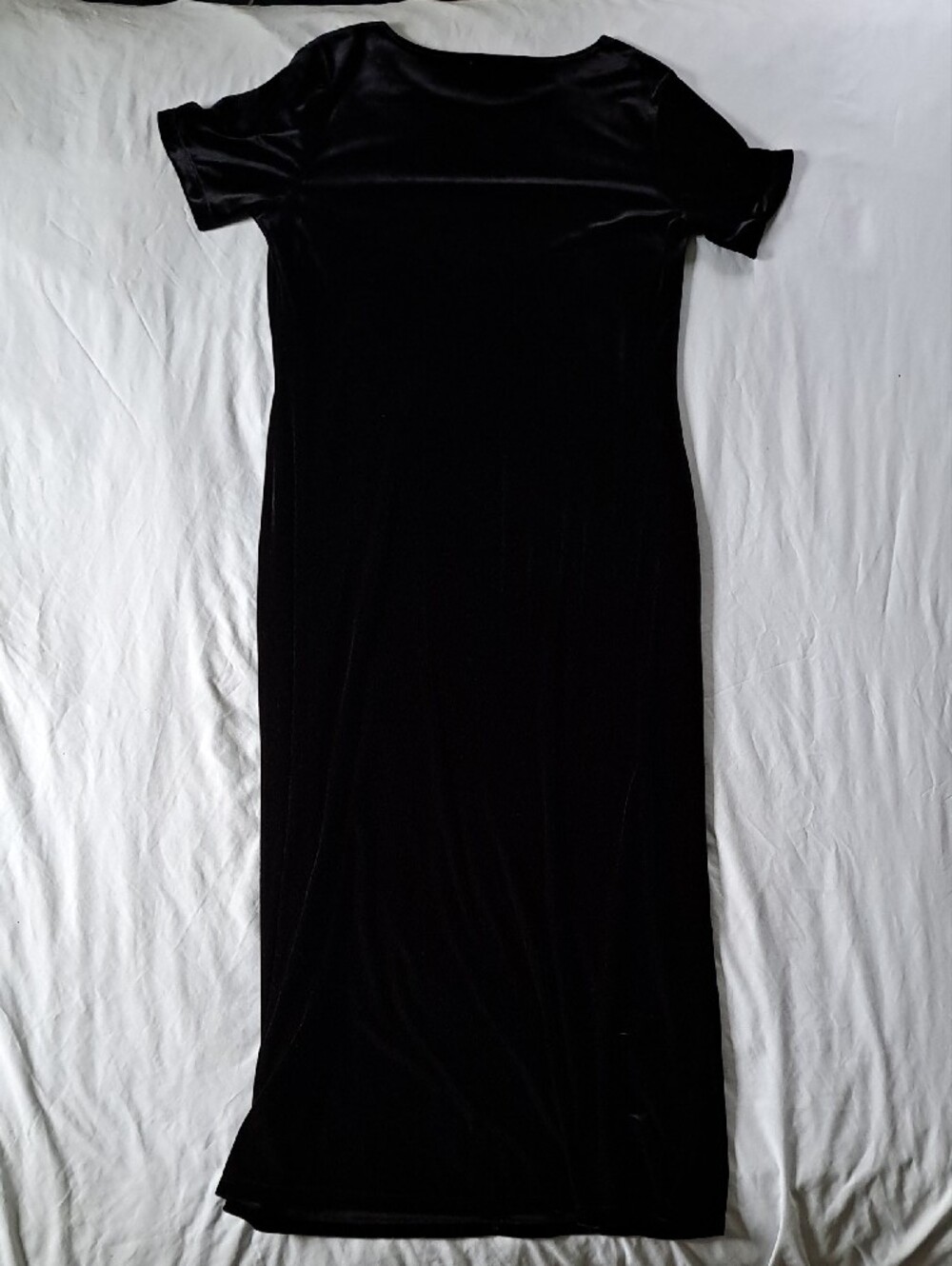 Vtg Notations Black Velvet Short Sleeve Maxi Dress Whimsigoth 90s Alt - Size L - Picture 5 of 7